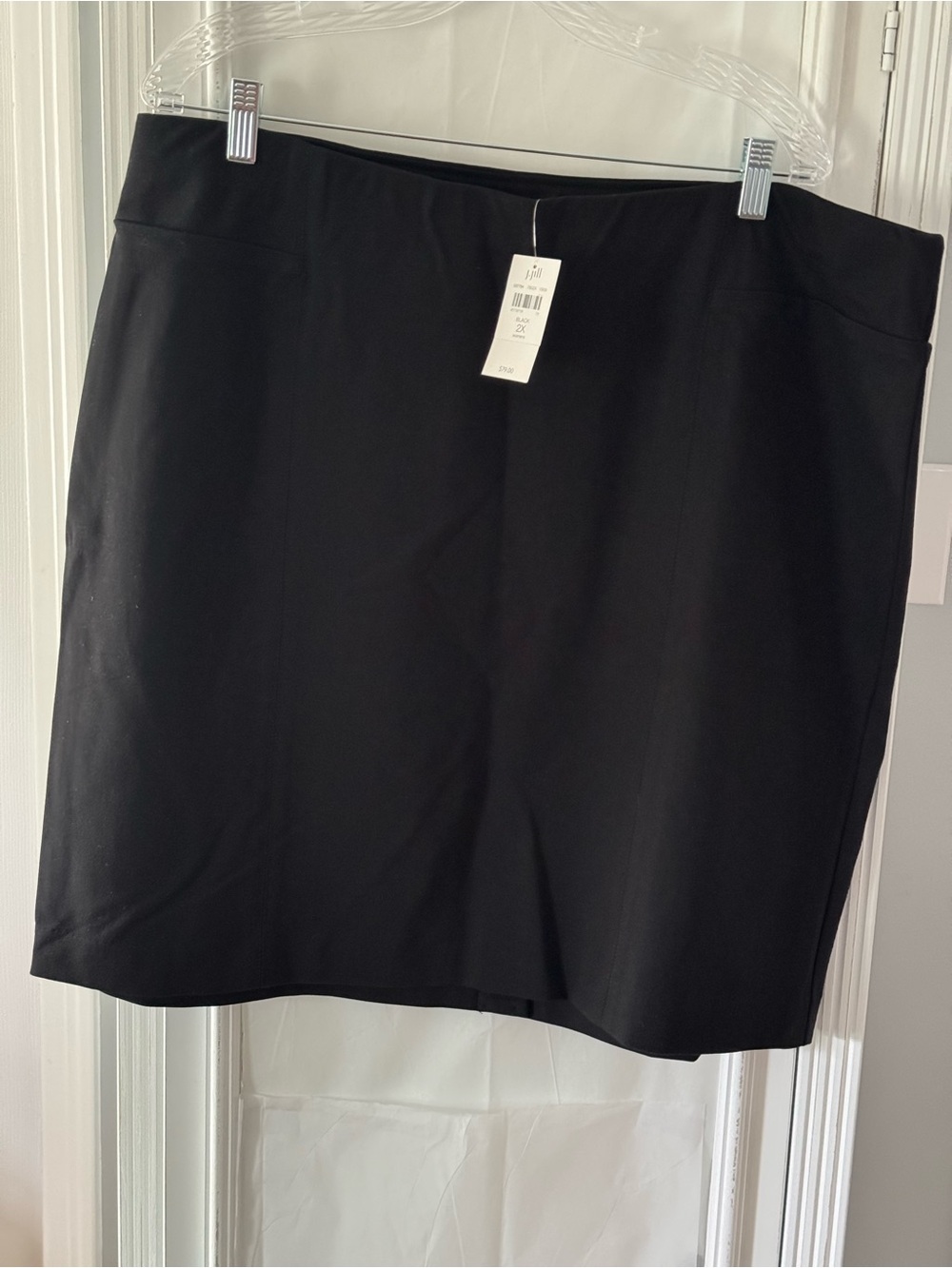 J. Jill Black Ponte Knit Pull On Pencil Skirt Back Slit Size 2X